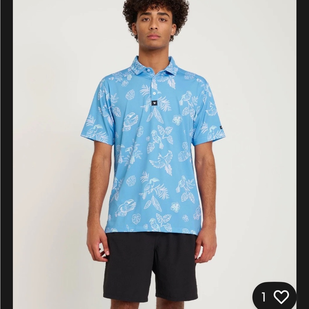 NWOT Bad Birdie No Fly Zone Polo Shirt Size L (A5)